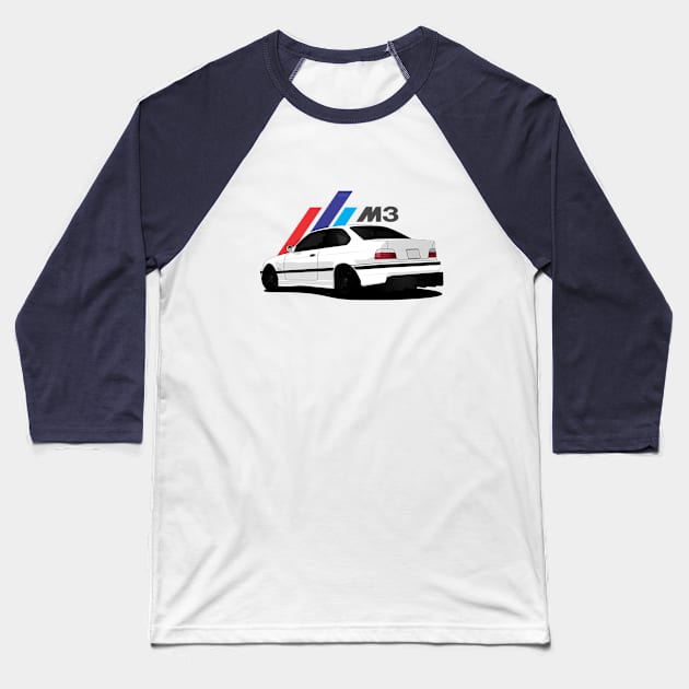 Bmw E36 M3 White Baseball T-Shirt by Rafael Pando